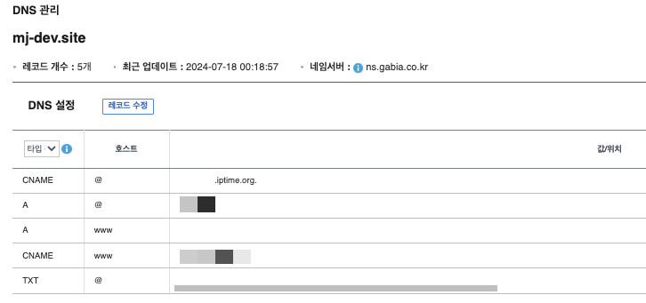 가비아 dns